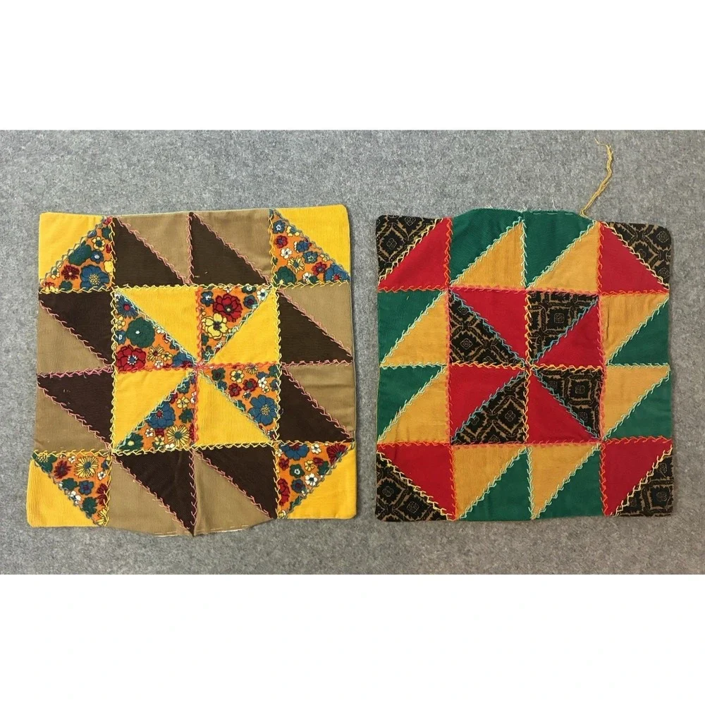 Vintage Crazy Quilt Patchwork Pillow Sham Cover Throw Set Cottagecore Top Boho